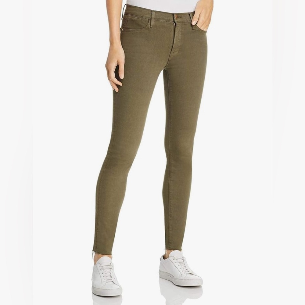 FRAME jeans LE HIGH SKINNY CROP RAW HEM OLIVE GREEN HIGH RISE WOMENS JEANS 28